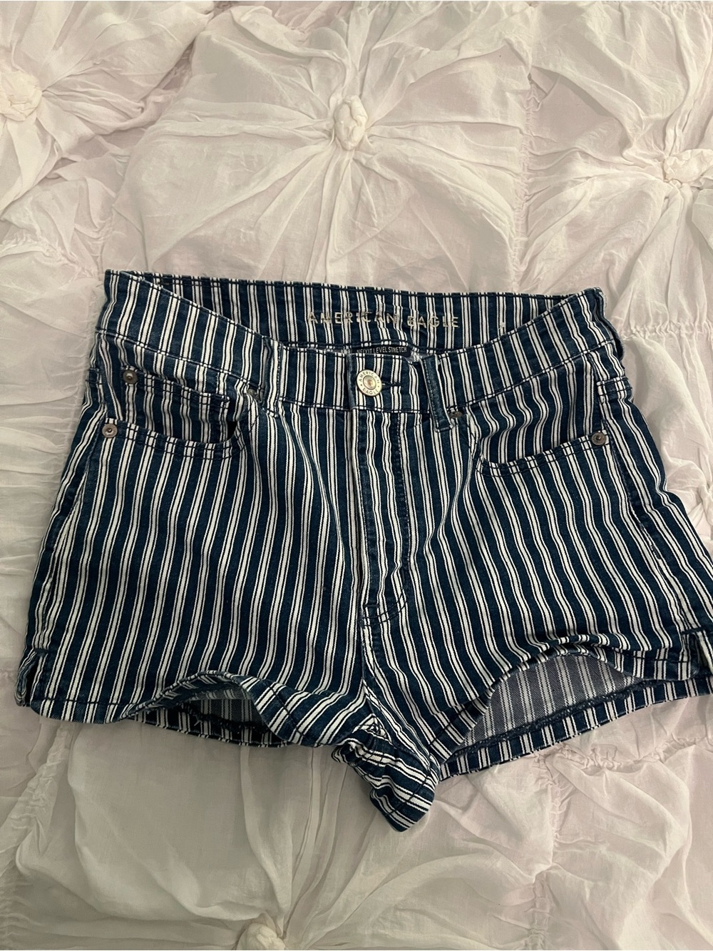American Eagle Stiped Navy Shorts